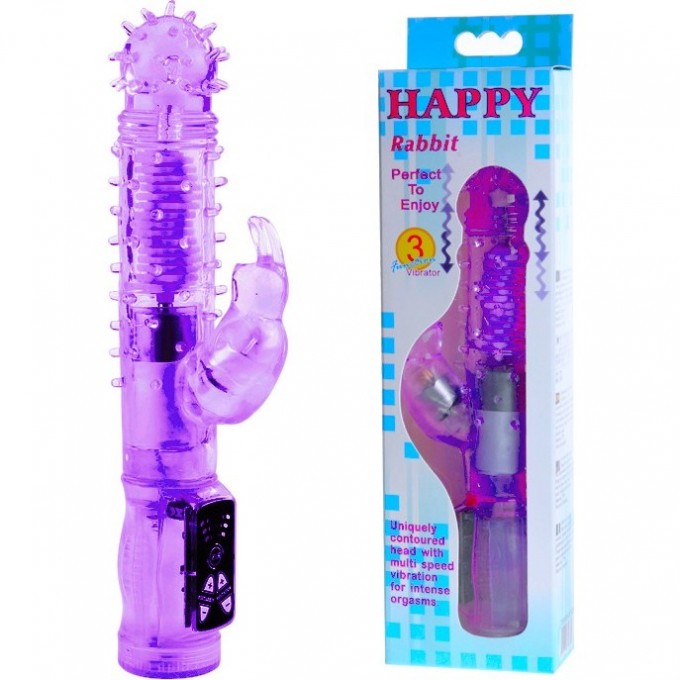 BAILE HAPPY BUNNY вибромассажер с вращат.-поступ.движ.+стимул. клитора, 3 скор. вибрации BW-037023-0603