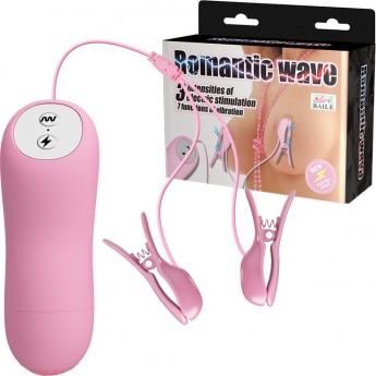 BAILE ROMANTIC WAVE зажимы для сосков с вибро и электростимуляцией