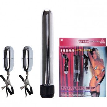 BAILE TURBO NIPPLE CLAMPS набор вибромассажер, зажимы на соски с виброяйцами